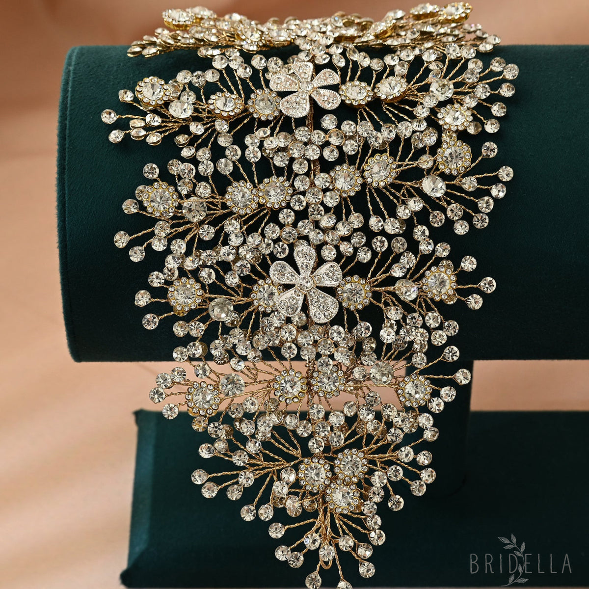 Gold Rhinestone Bridal Tiara Headband for Wedding - Bridella BHP240-G - Gold