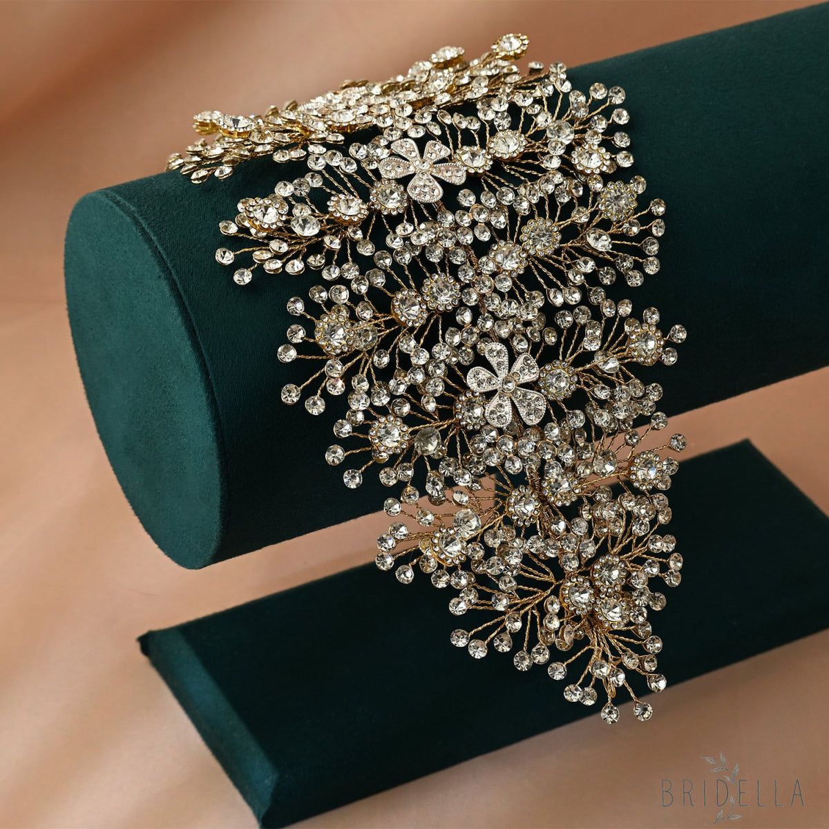 Gold Rhinestone Bridal Tiara Headband for Wedding - Bridella BHP240-G - Gold
