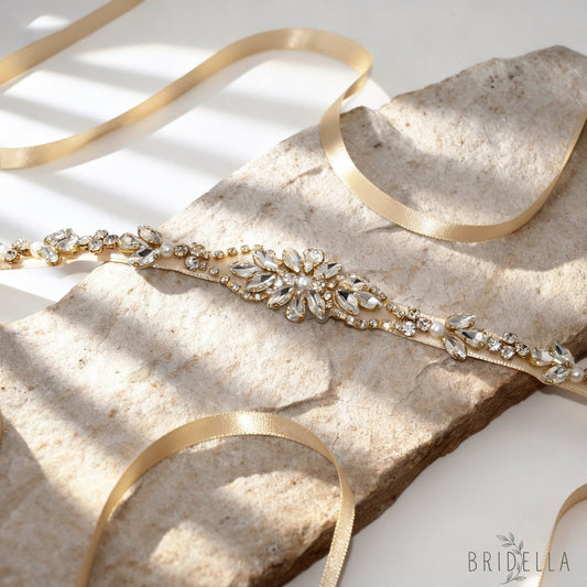 Gold Rhinestone & Pearl Accessory - Gold - Blets