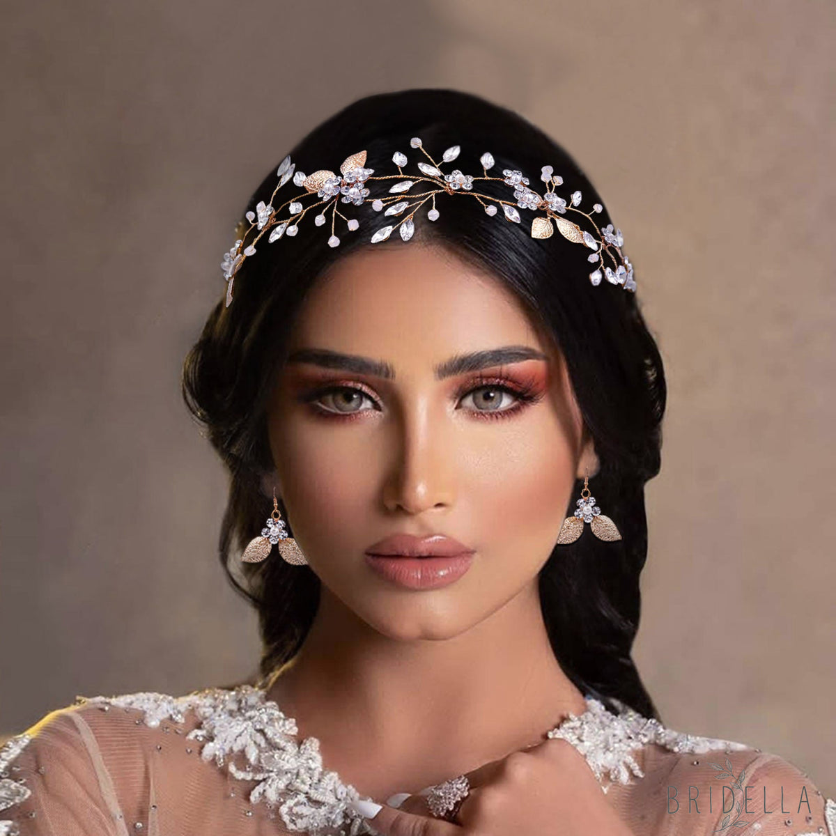 BHP360 gold rhinestone pearl headband