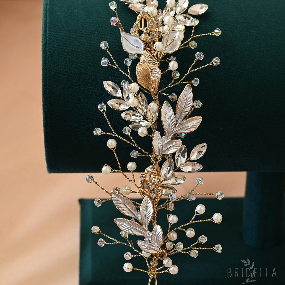 Gold Rhinestone Pearl Bridal Headband Wedding Hairpiece - Bridella BHP272-G - Golden - HEADWEAR