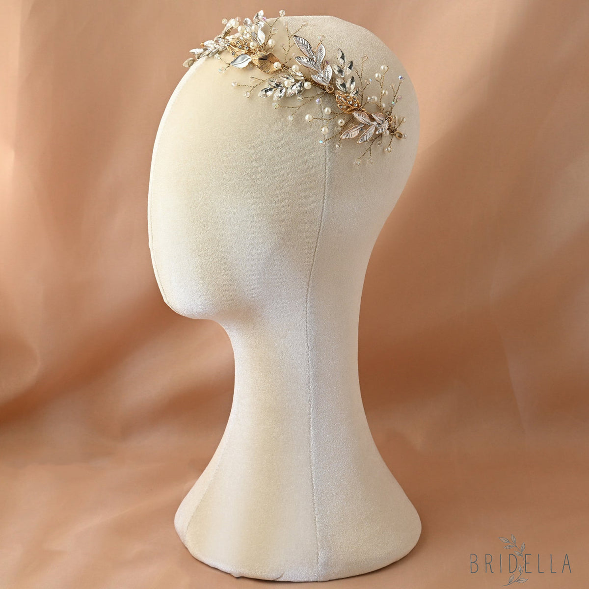 Gold Rhinestone Pearl Bridal Headband Wedding Hairpiece - Bridella BHP272-G - Golden - HEADWEAR