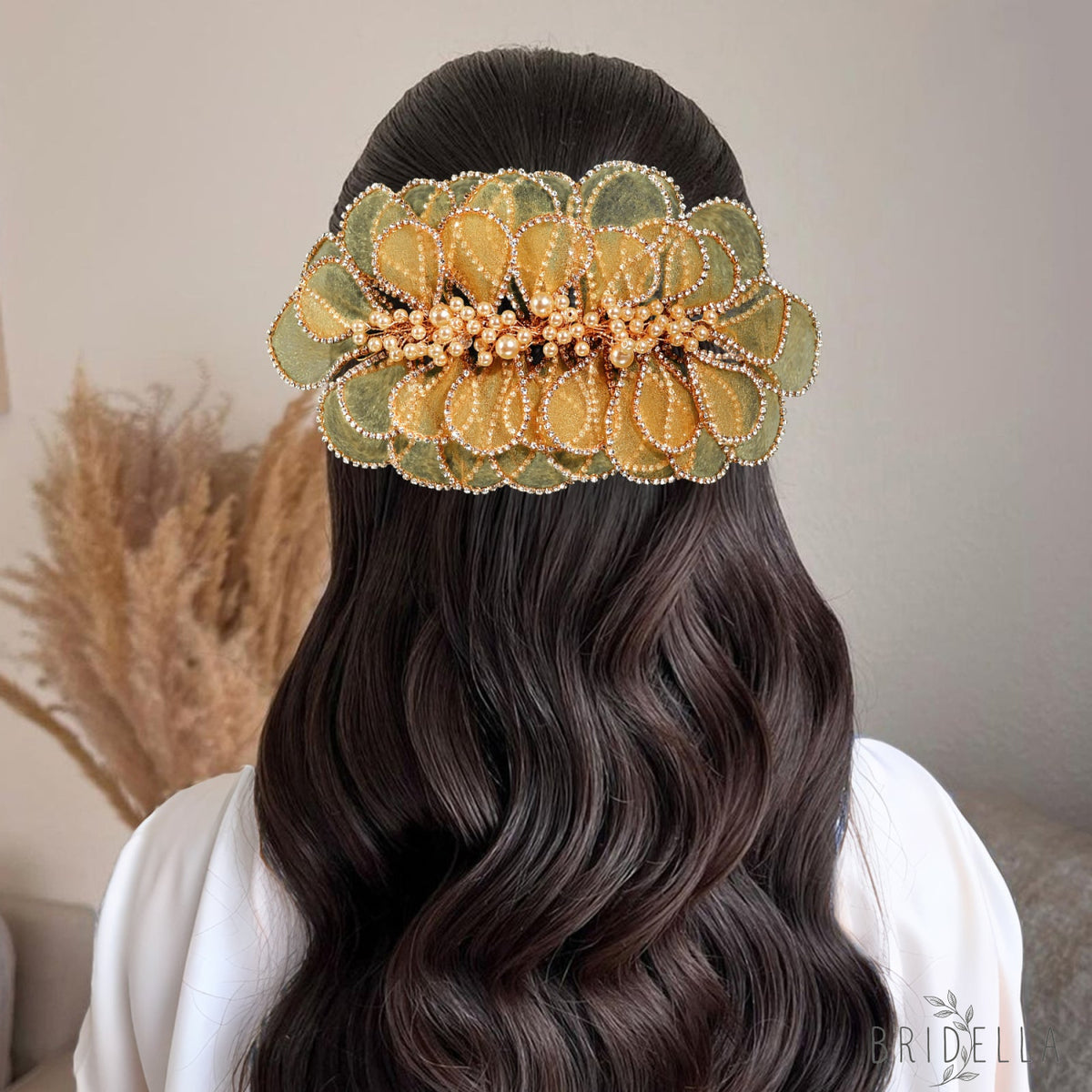 BHP681-G gold rhinestone pearl headband