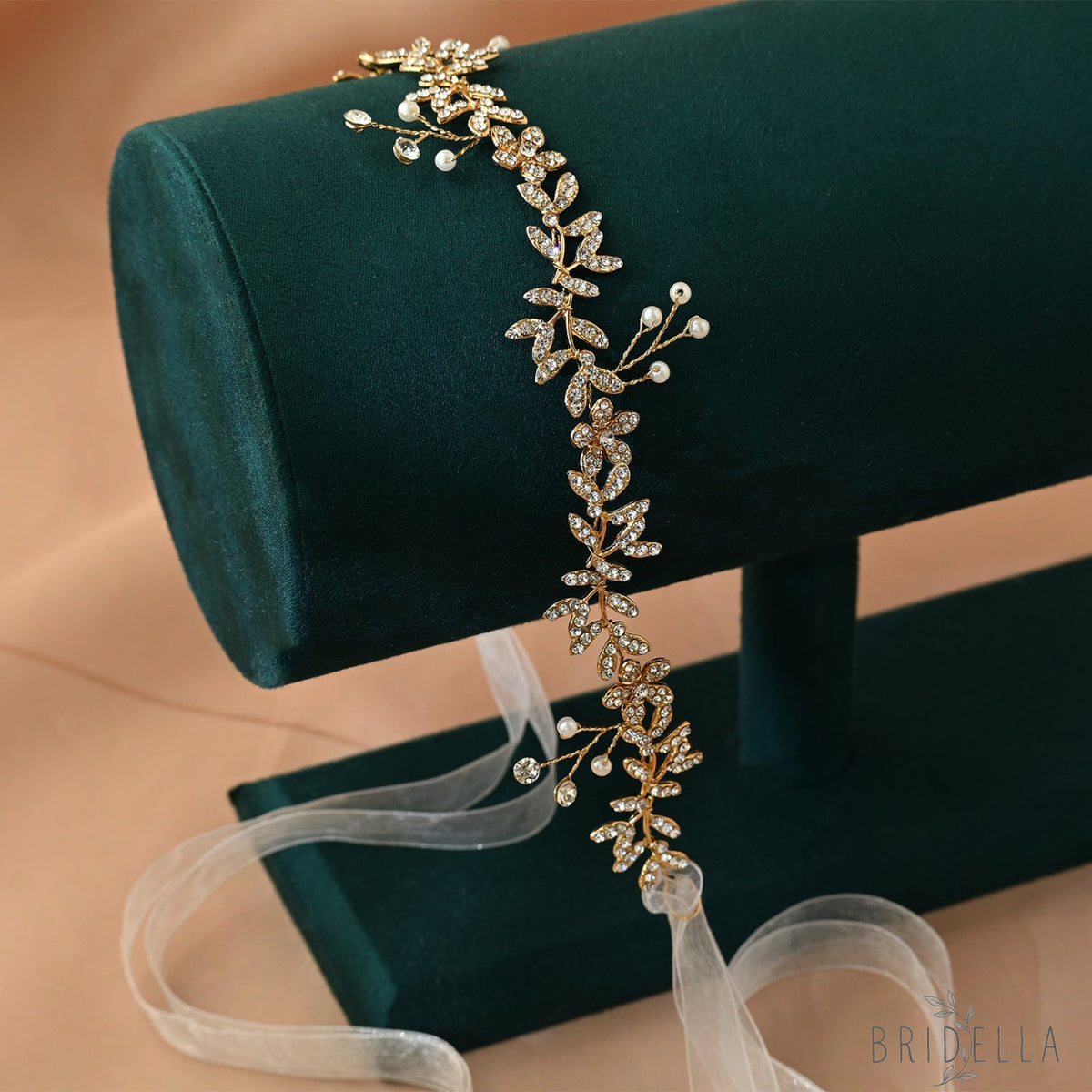 Gold Rhinestone Pearl Bridal Headband Wedding Hairpiece - Bridella BHP89-G - Golden - HEADWEAR