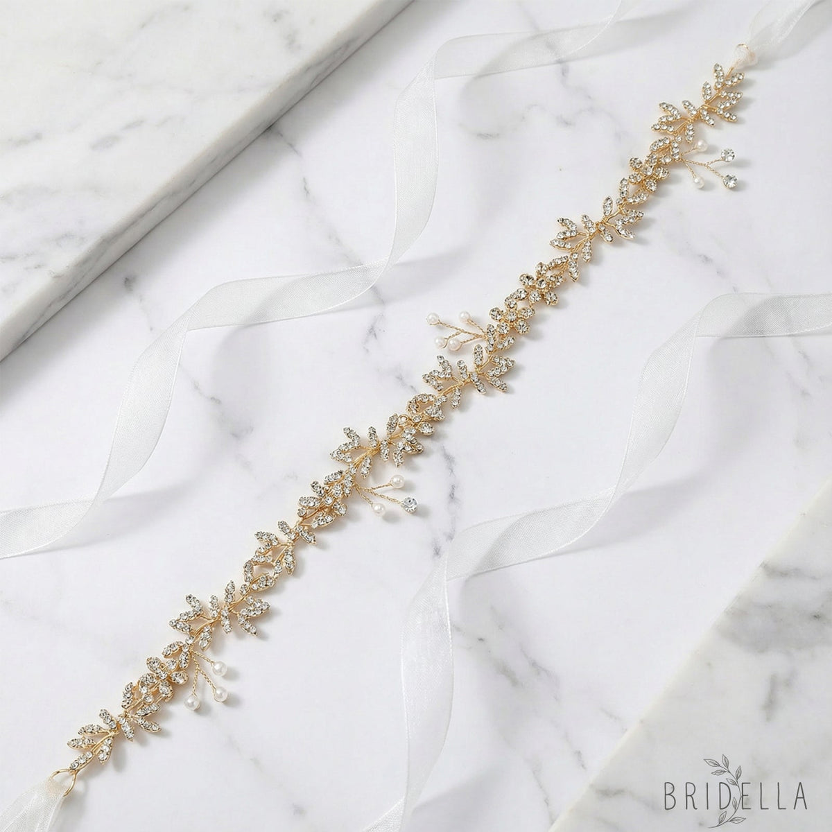 Gold Rhinestone Pearl Bridal Headband Wedding Hairpiece - Bridella BHP89-G - Golden - HEADWEAR
