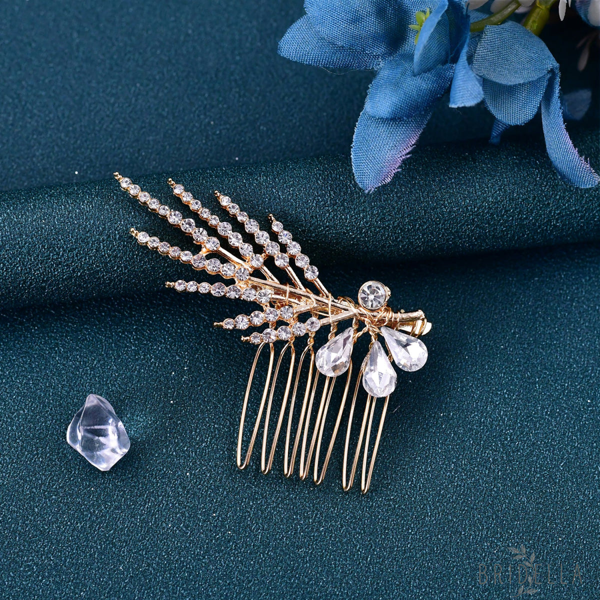 Gold Rhinestone & Pearl Tiara - Bridella BHP01-G