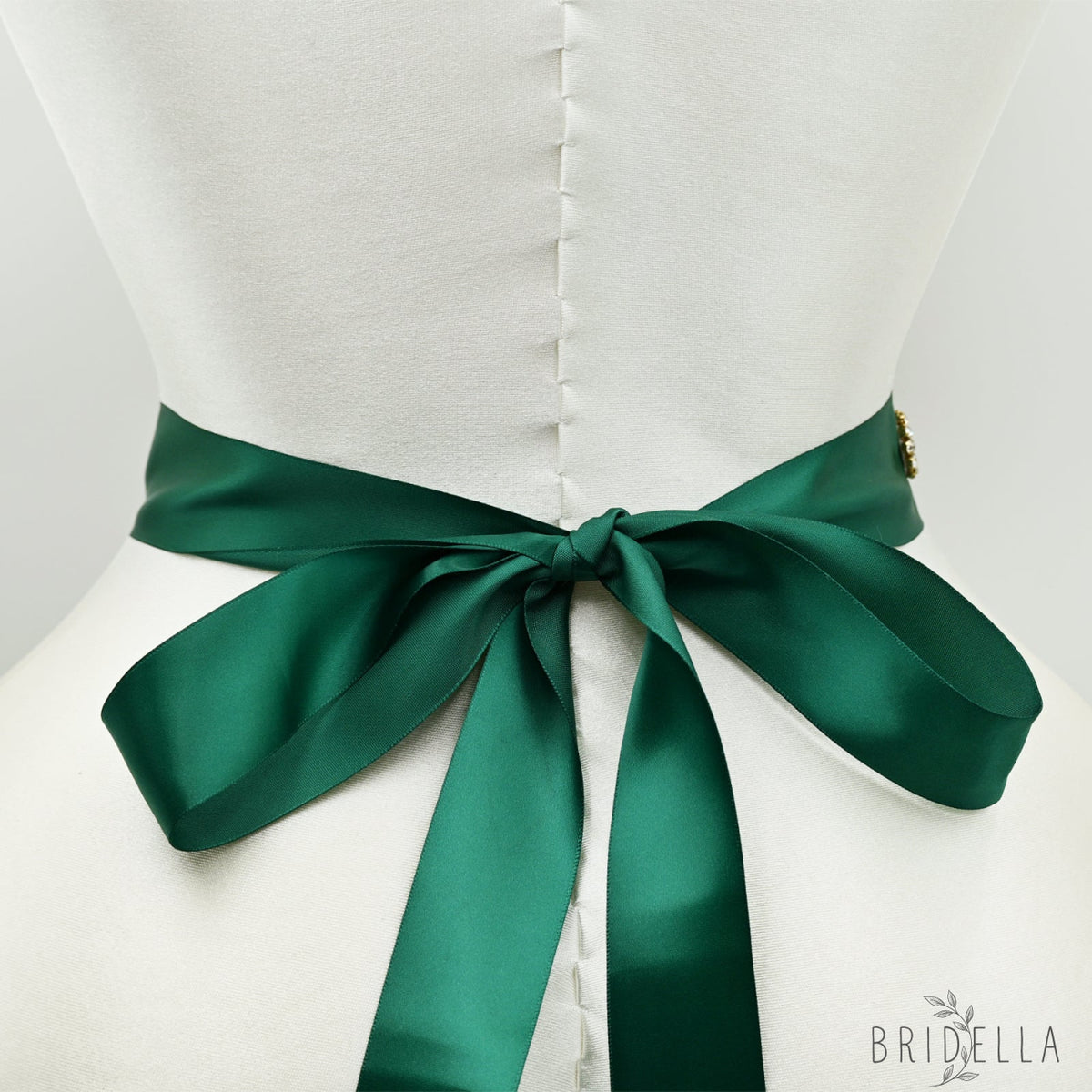 Green Rhinestone Bridal Belt Wedding - Bridella BS88GKL - Green Ribbon - Belts