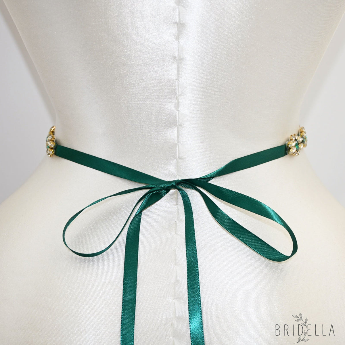 Green Rhinestone Bridal Belt Wedding Sash – Bridella BS333GKL - Green Ribbon - Blets