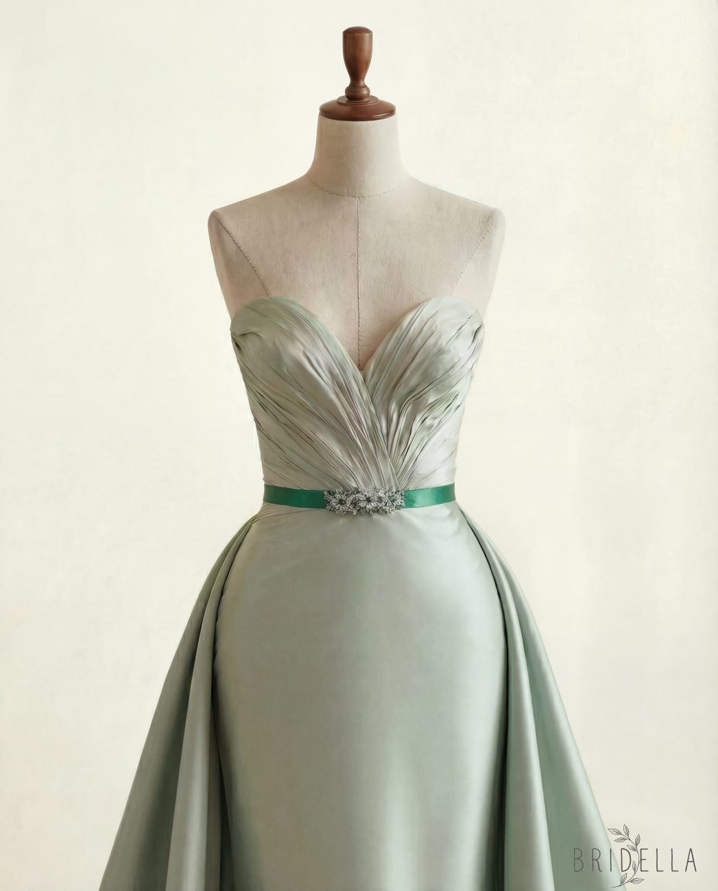 Green Rhinestone Pearl Bridal Belt Wedding Sash - Green Ribbon - Belts