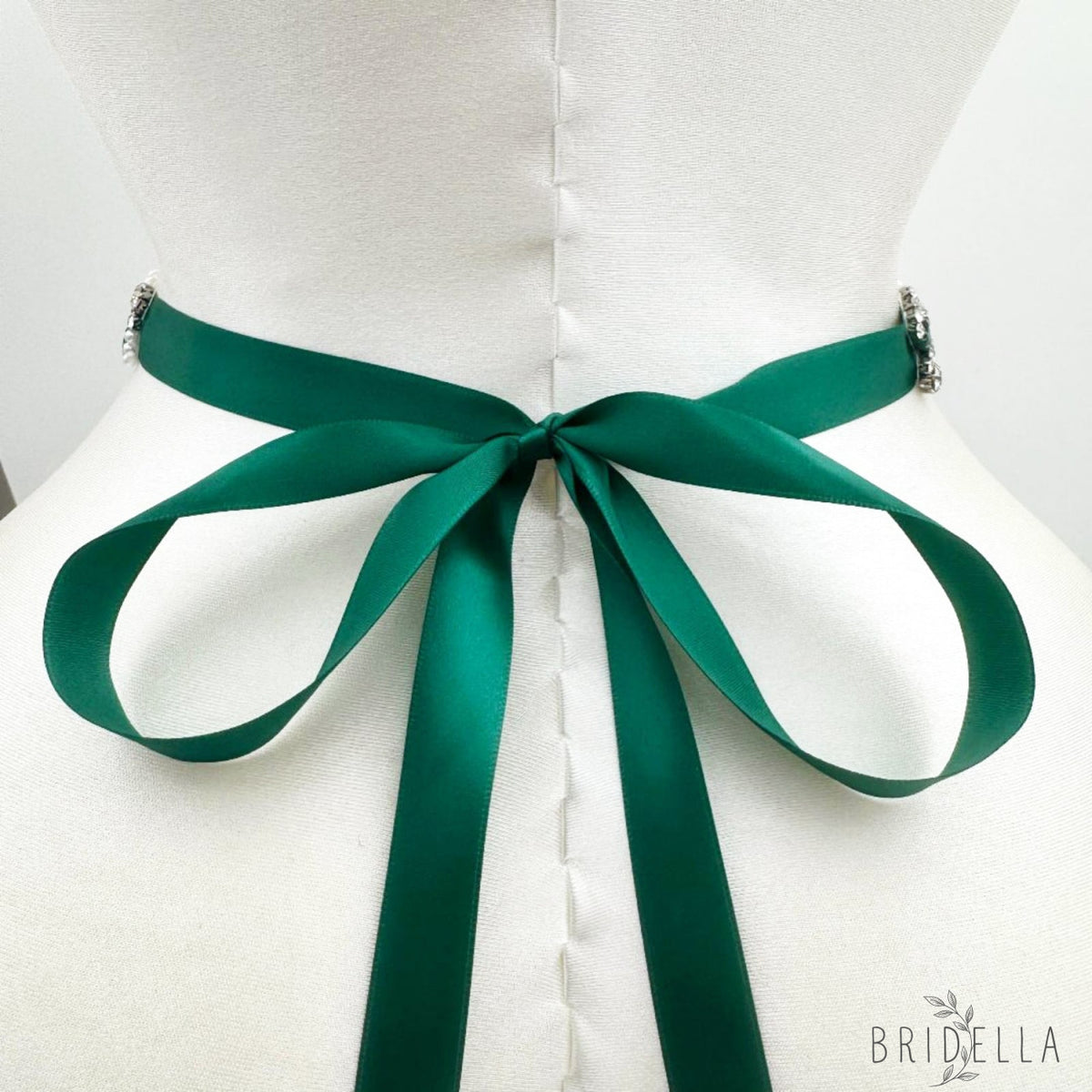 Green Ribbon Emerald Rhinestone & Pearl Belt - Bridella BS100KL - Belts
