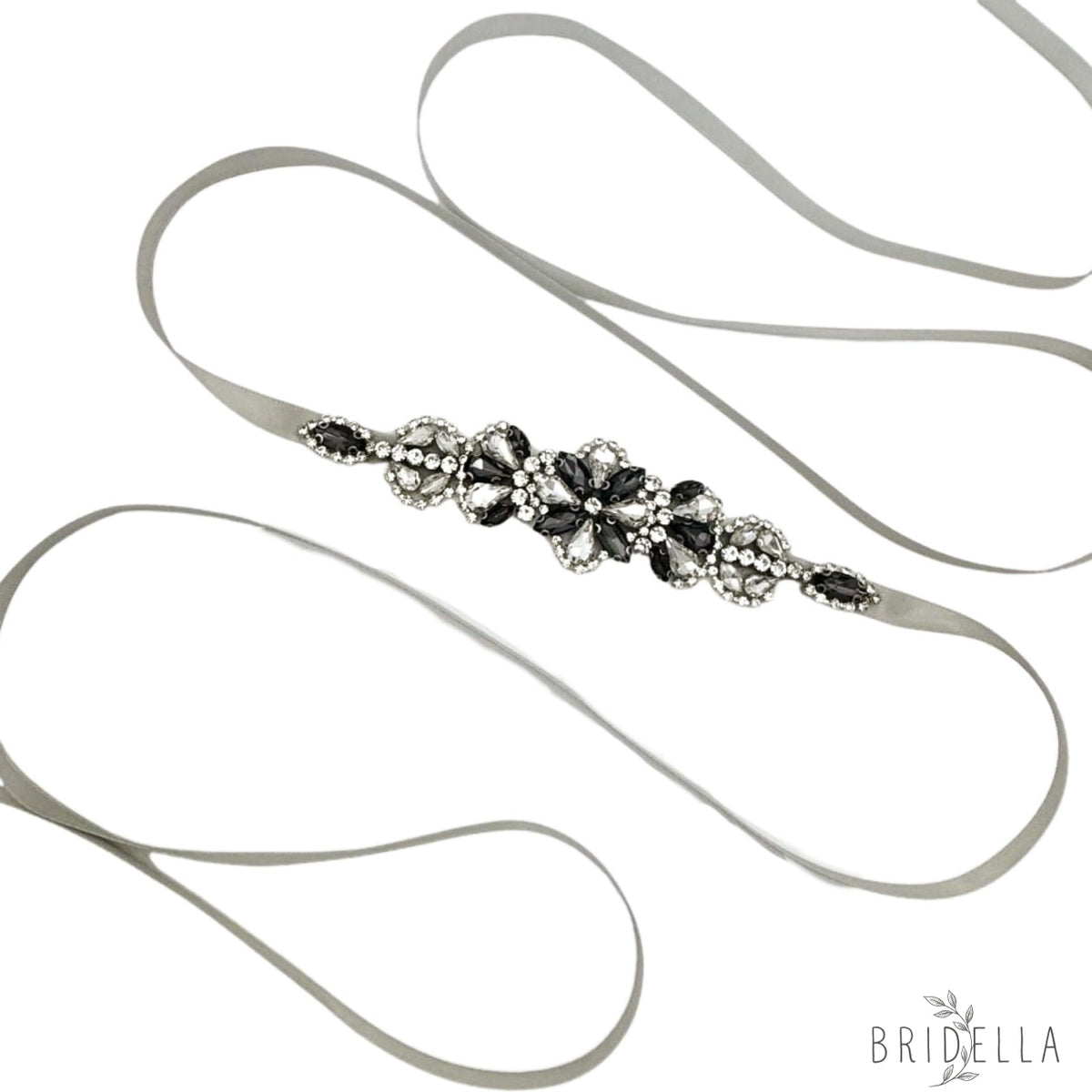 Grey Rhinestone Belt - Bridella BS464H - Gray - Blets