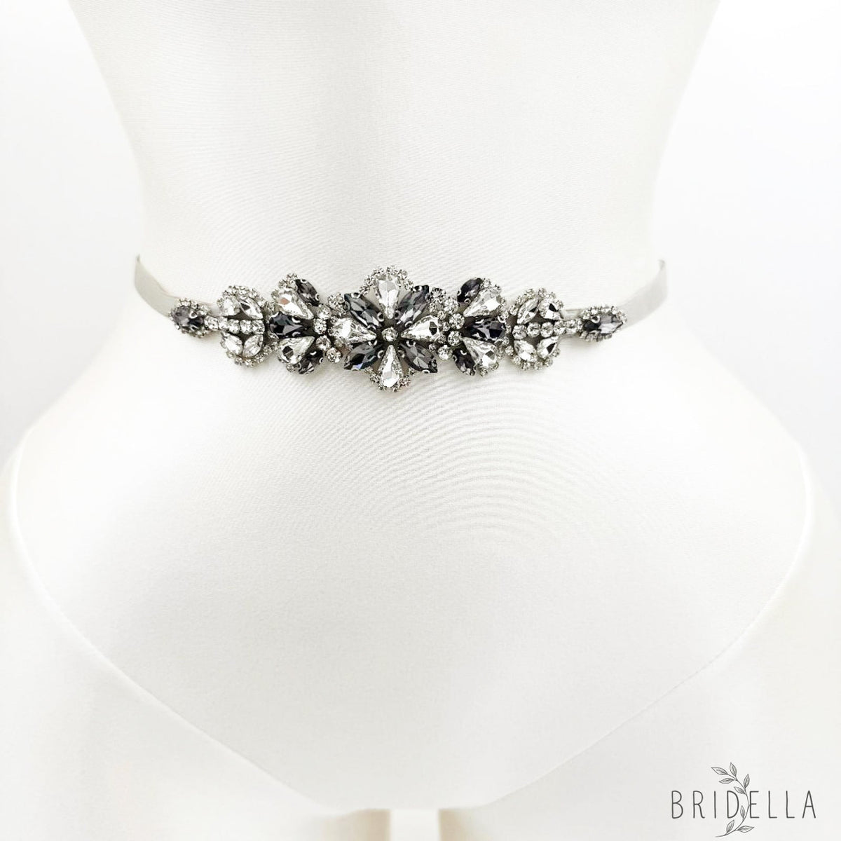 Grey Rhinestone Belt - Bridella BS464H - Gray - Blets