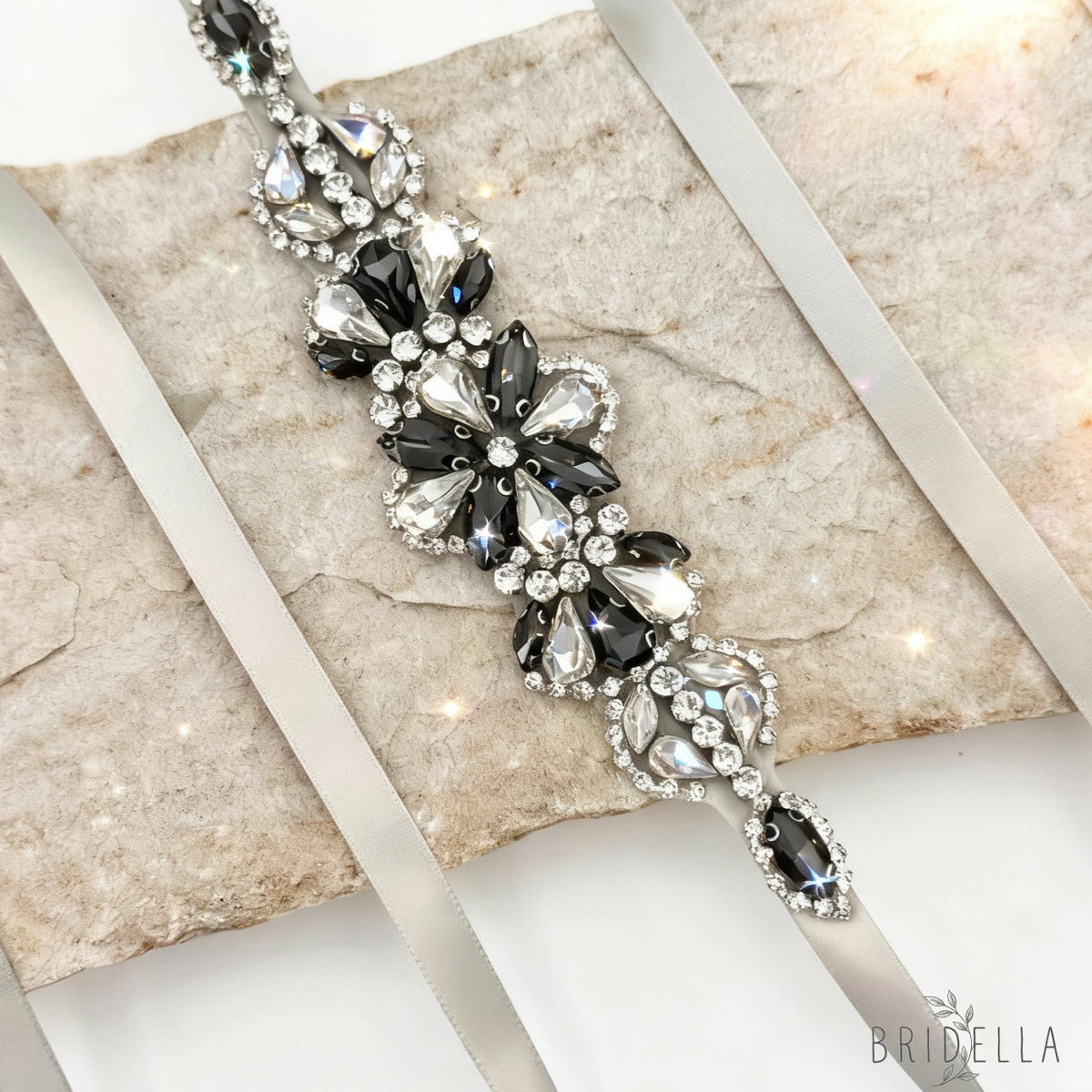 Grey Rhinestone Belt - Bridella BS464H - Gray - Blets