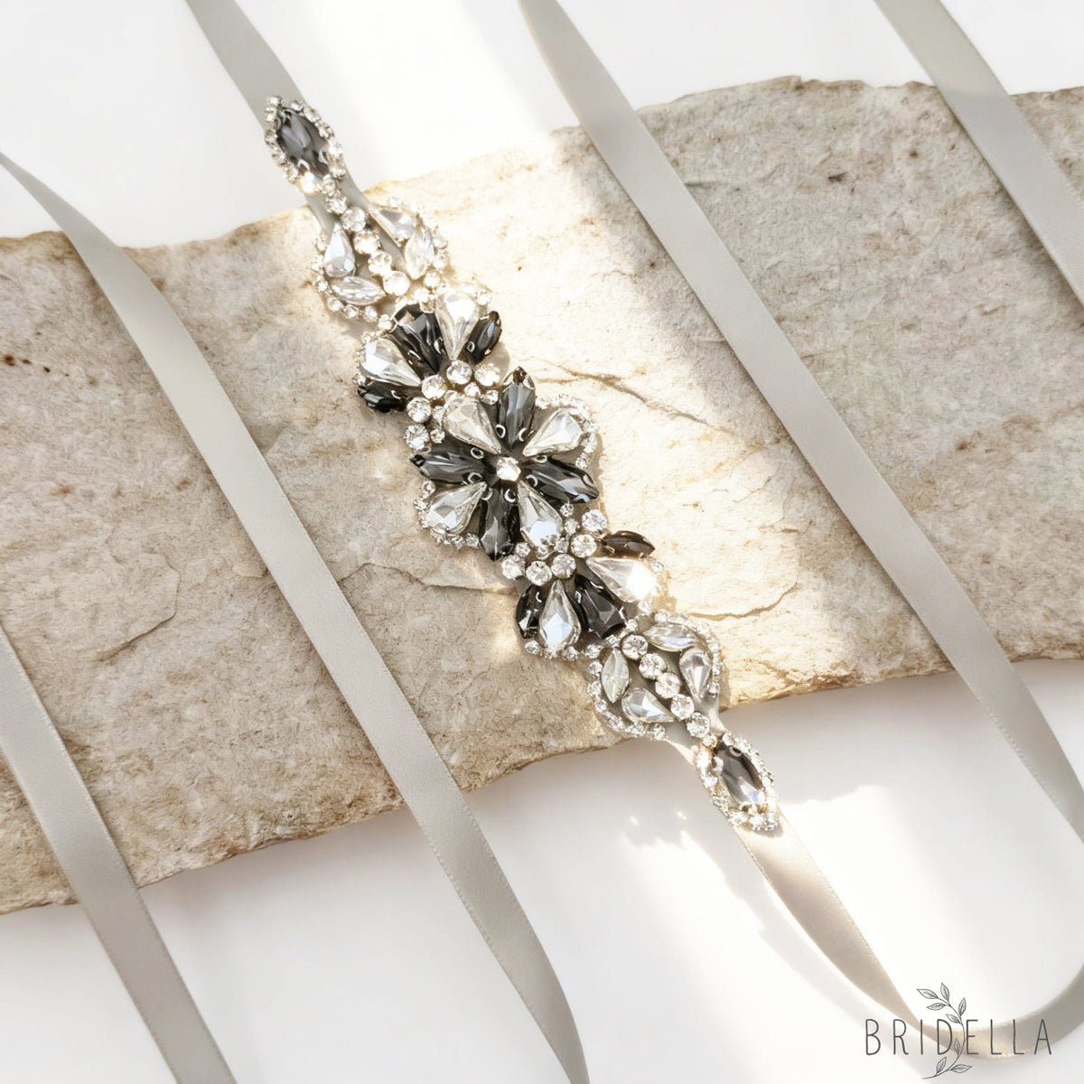 Grey Rhinestone Belt - Bridella BS464H - Gray - Blets