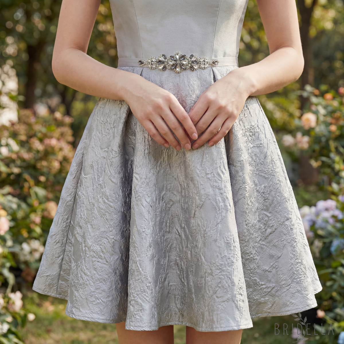 Grey Rhinestone Belt - Bridella BS464H - Gray - Blets