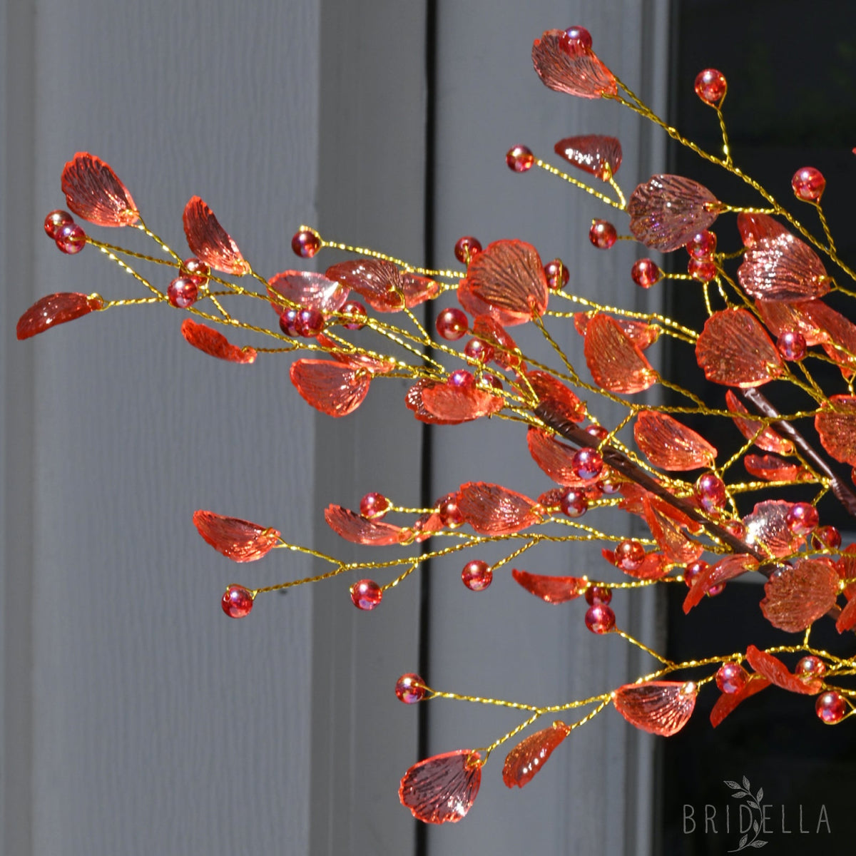 Handmade Crystal Bead Ginkgo Leaf Artificial Flower Stems K107