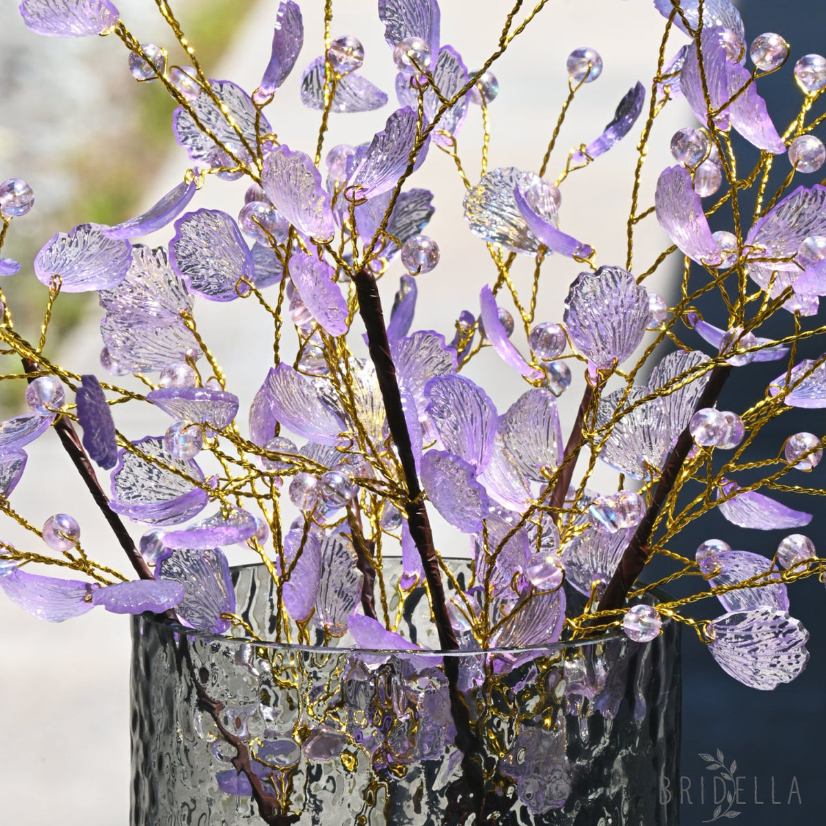 Handmade Crystal Bead Ginkgo Leaf Artificial Flower Stems K107
