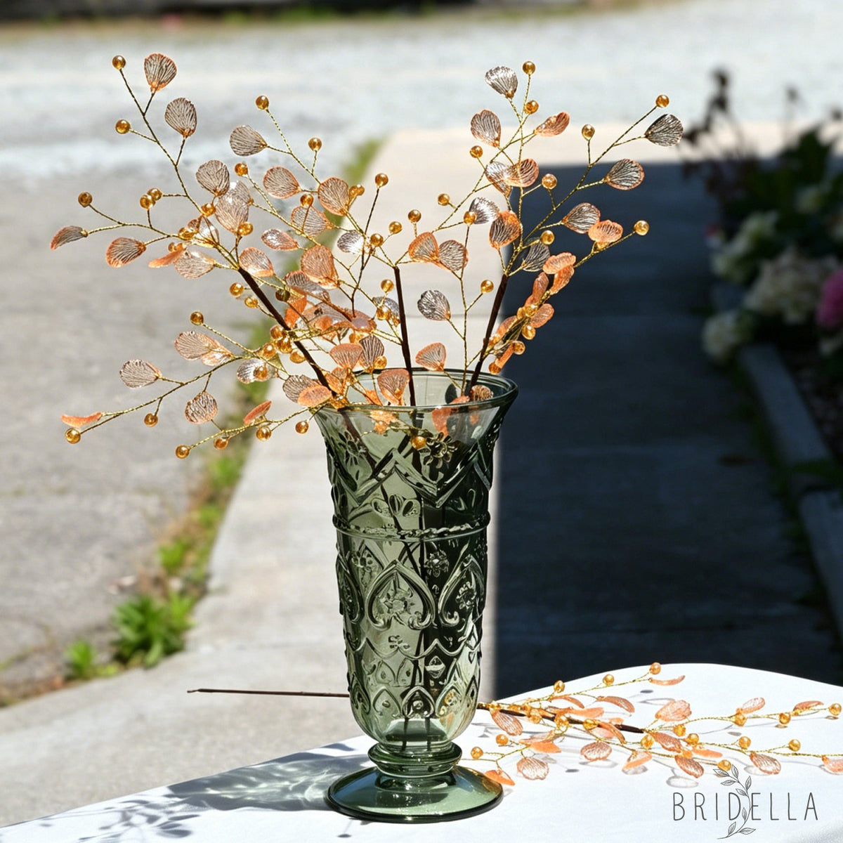 Handmade Crystal Bead Ginkgo Leaf Artificial Flower Stems K107