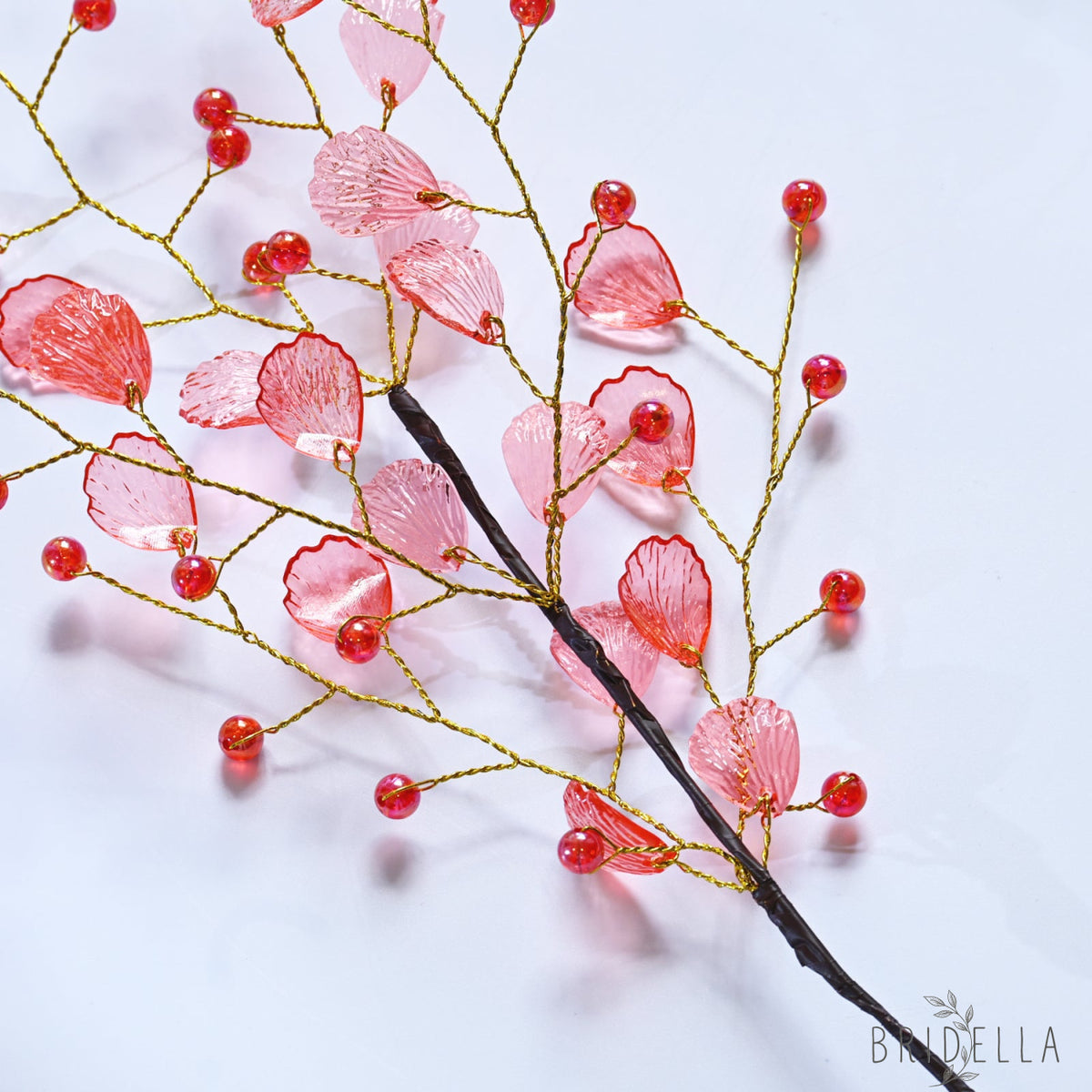 Handmade Crystal Bead Ginkgo Leaf Artificial Flower Stems K107