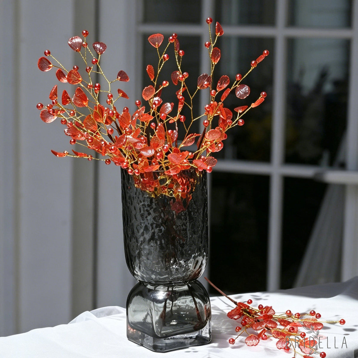 Handmade Crystal Bead Ginkgo Leaf Artificial Flower Stems K107