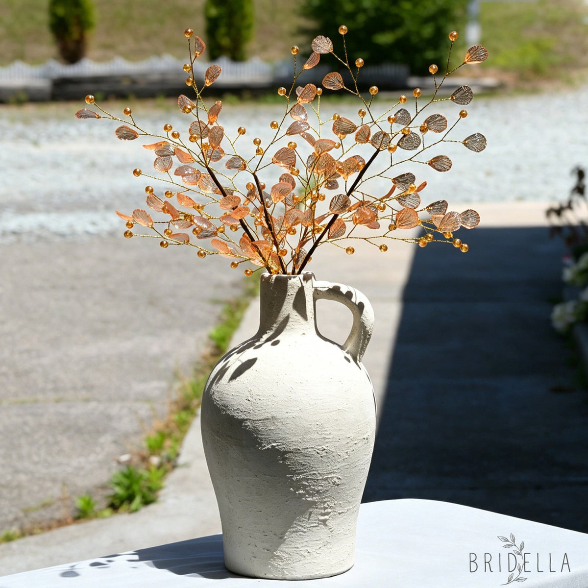 Handmade Crystal Bead Ginkgo Leaf Artificial Flower Stems K107