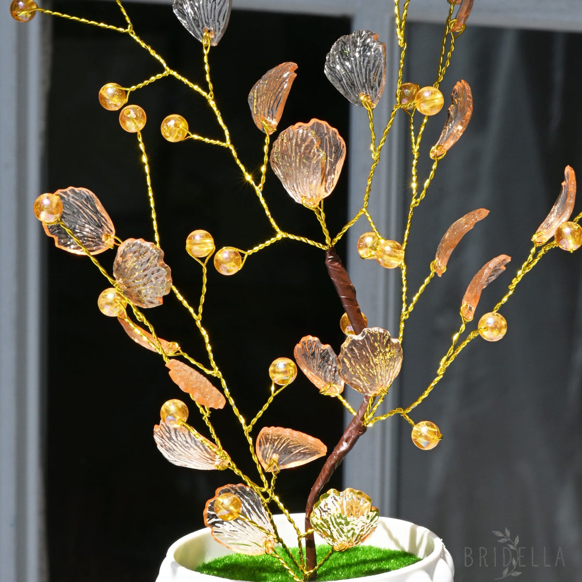 Handmade Crystal Ginkgo Leaf Tree Artificial Flower Arrangement L49