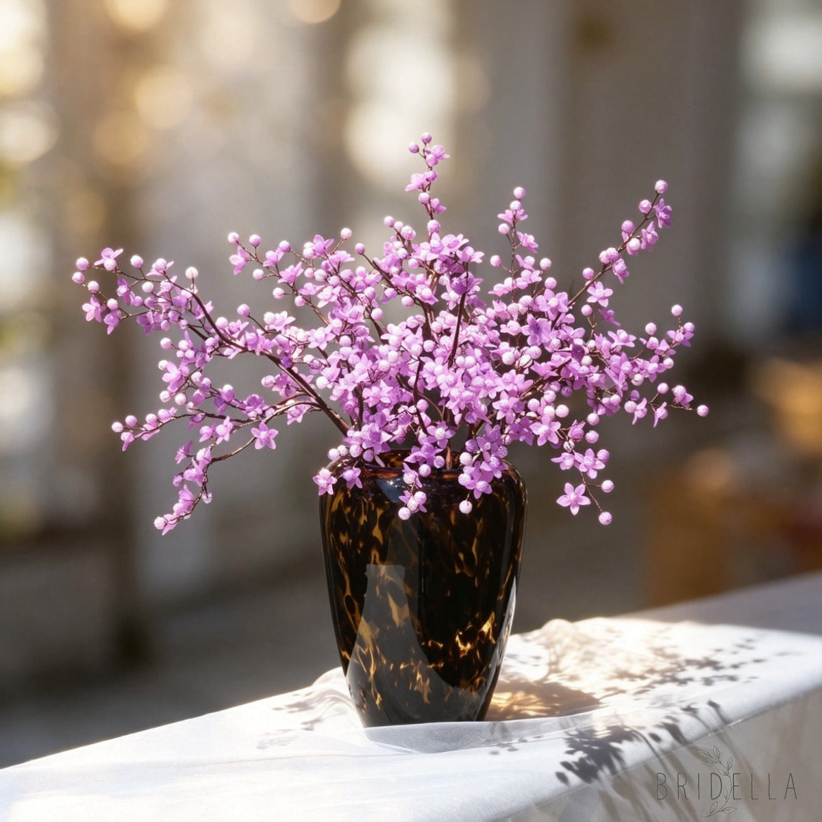 Handmade Purple Artificial Rustic Faux Cherry Blossom Branches for Home Decor K79 - Purple