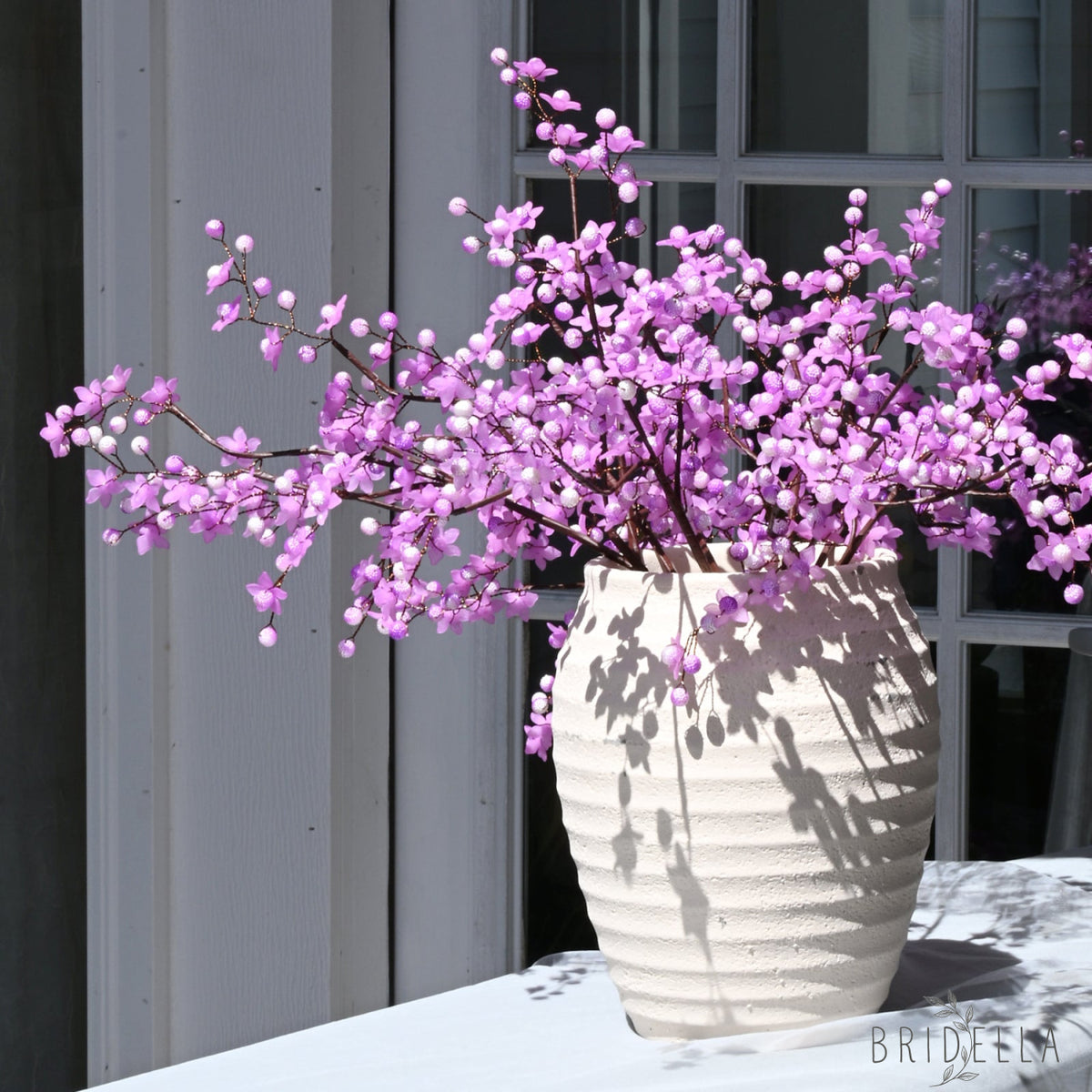 Handmade Purple Artificial Rustic Faux Cherry Blossom Branches for Home Decor K79 - Purple