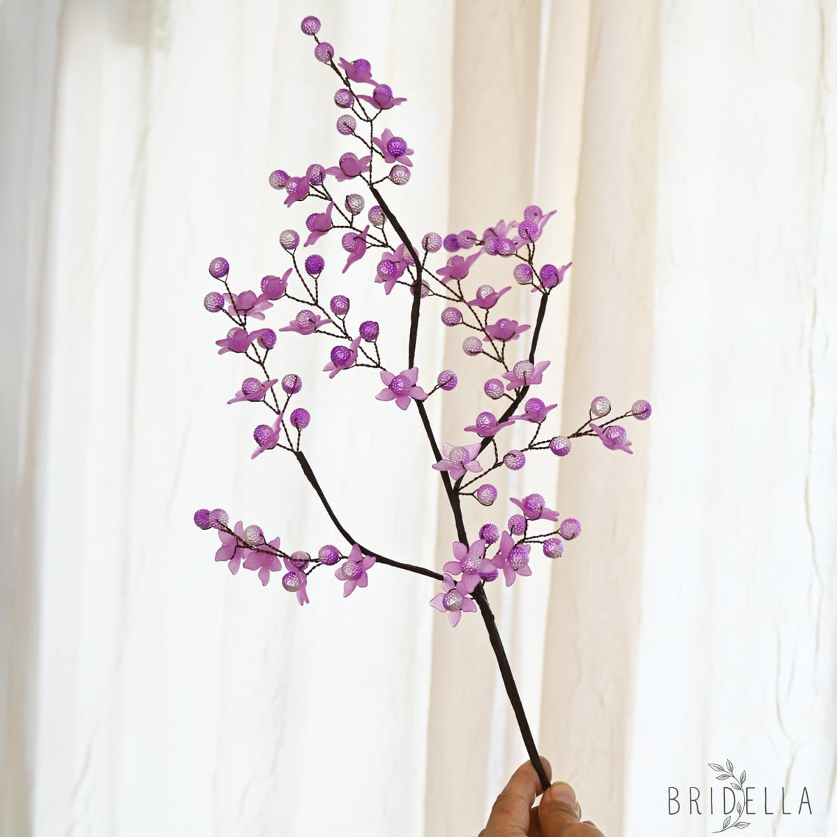 Handmade Purple Artificial Rustic Faux Cherry Blossom Branches for Home Decor K79 - Purple