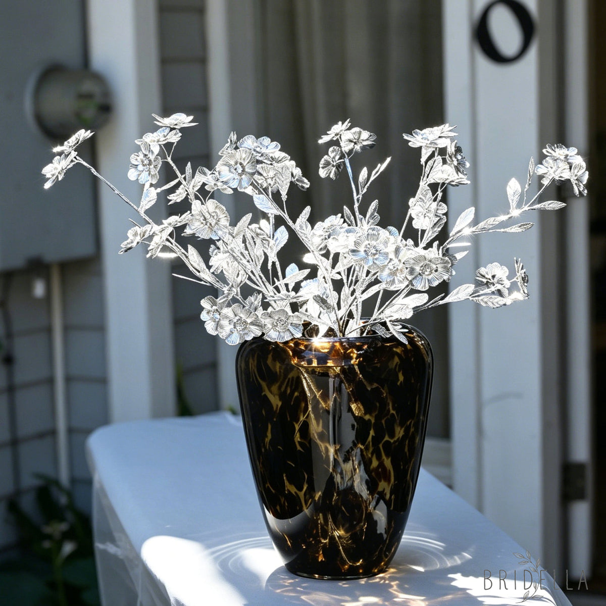 Handmade Silver Metal Flower Branch Picks K194 - silver