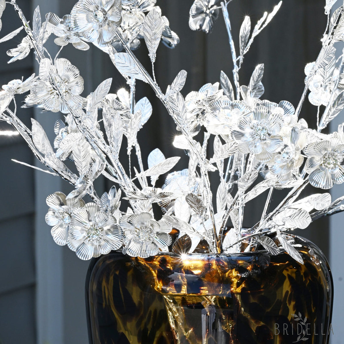 Handmade Silver Metal Flower Branch Picks K194 - silver