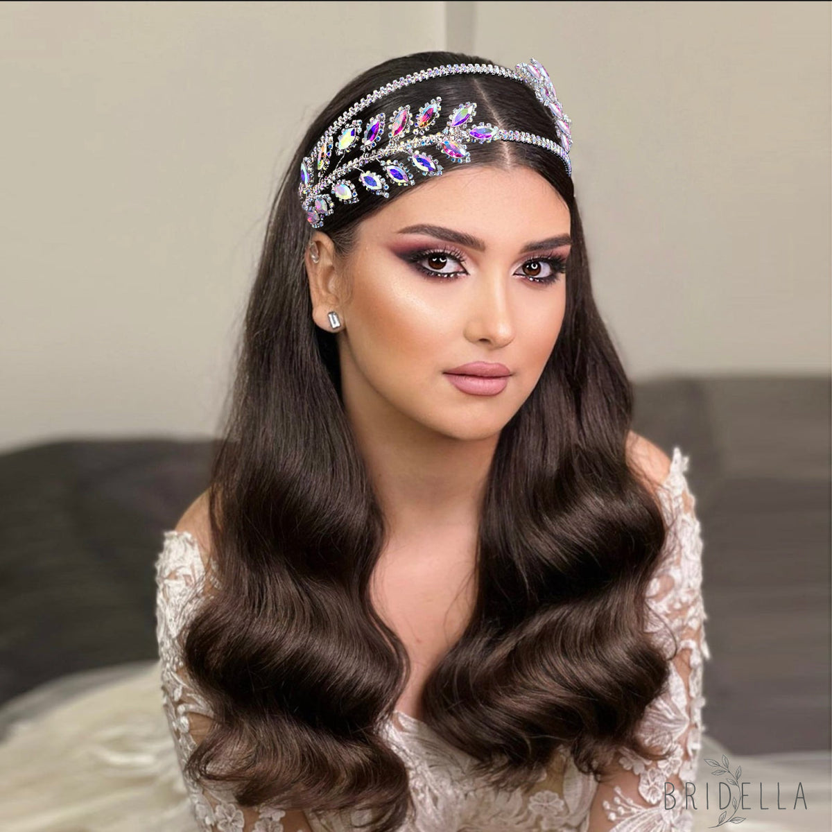 BHP642-AB Colors ivory rhinestone headband
