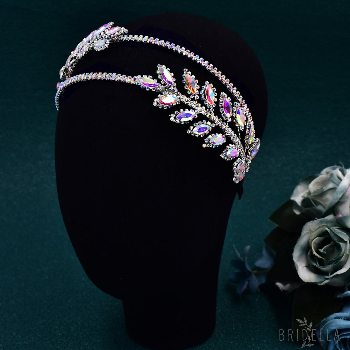 BHP642-AB Colors ivory rhinestone headband