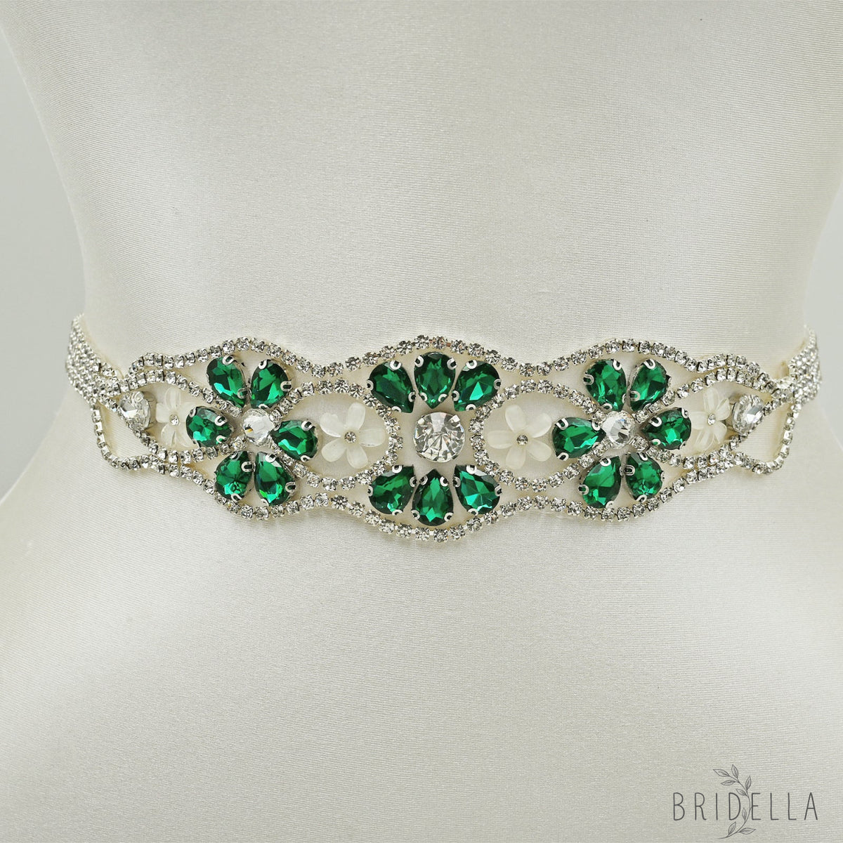Ivory Crystal Rhinestone Wedding Dress Belt Bridal Sash BS240KL Bridella - Ivory - Blets