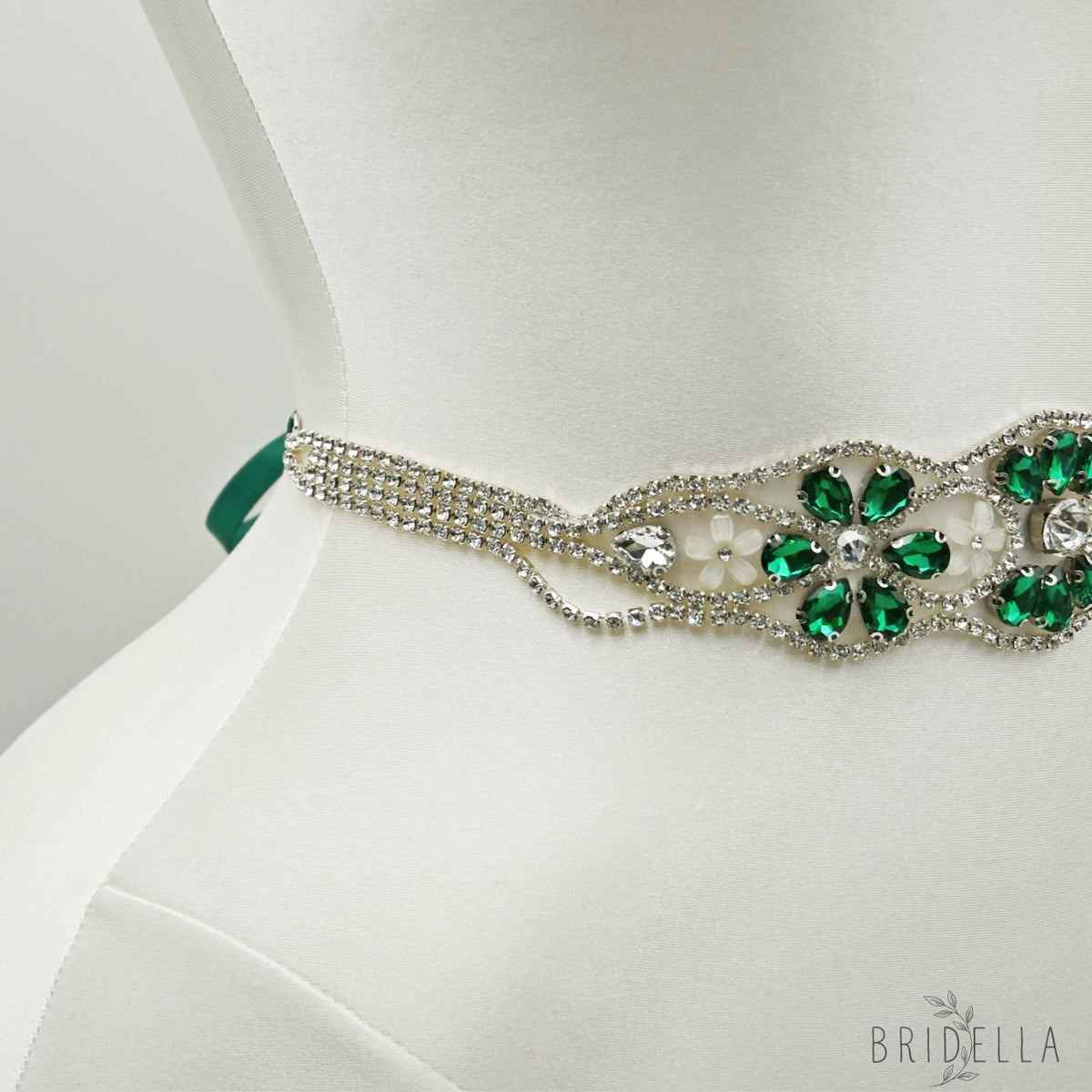 Ivory Crystal Rhinestone Wedding Dress Belt Bridal Sash BS240KL Bridella - Ivory - Blets