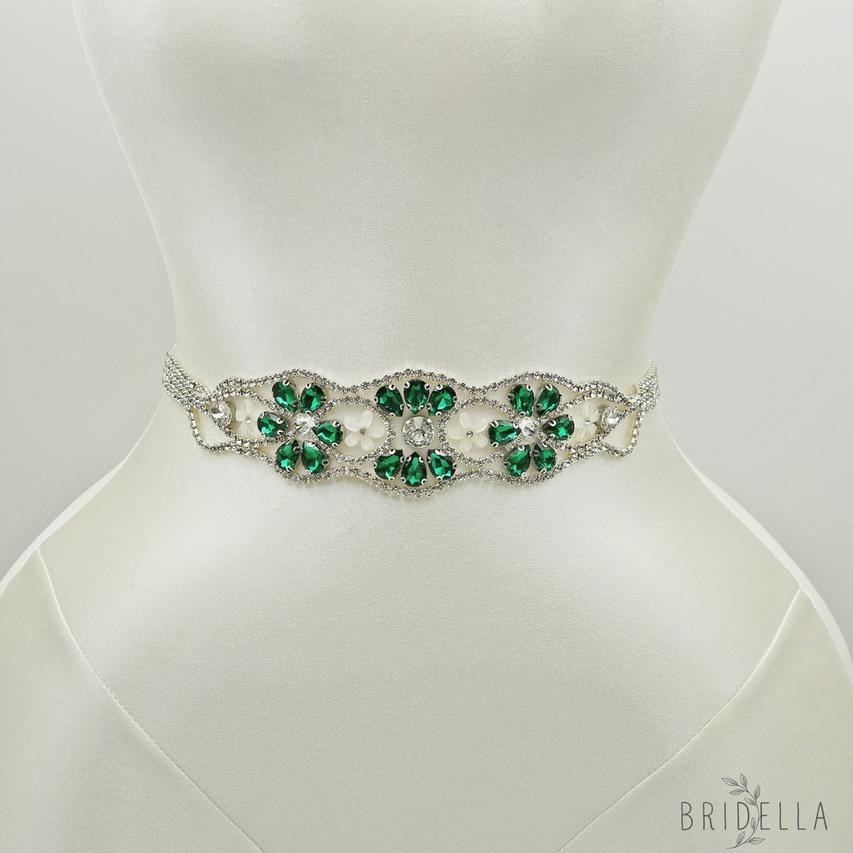 Ivory Crystal Rhinestone Wedding Dress Belt Bridal Sash BS240KL Bridella - Ivory - Blets