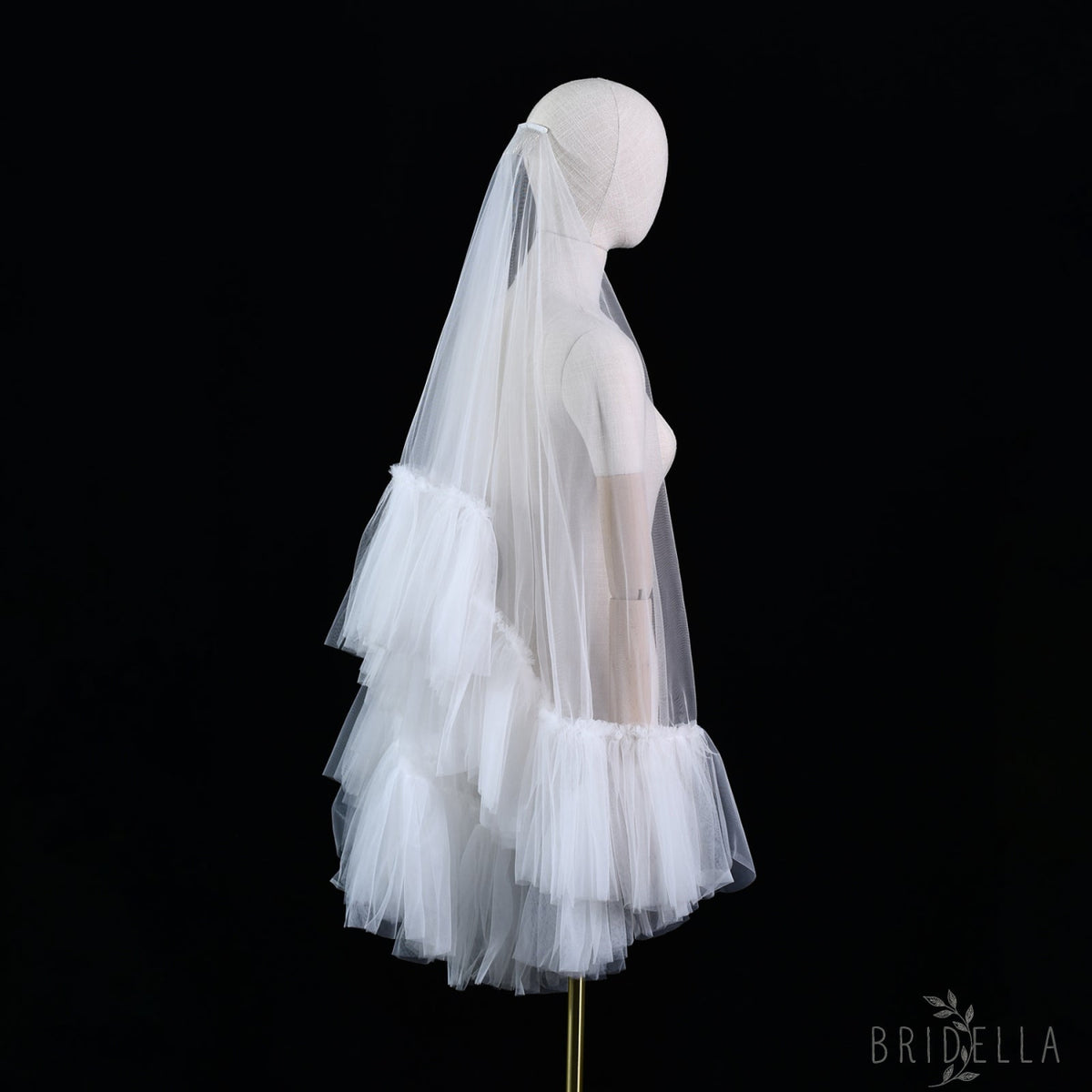 Ivory Fluffy Minimalism Two layer Bridal veil - Bridal Veil