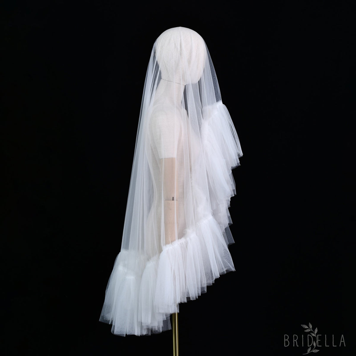 Ivory Fluffy Minimalism Two layer Bridal veil - Bridal Veil