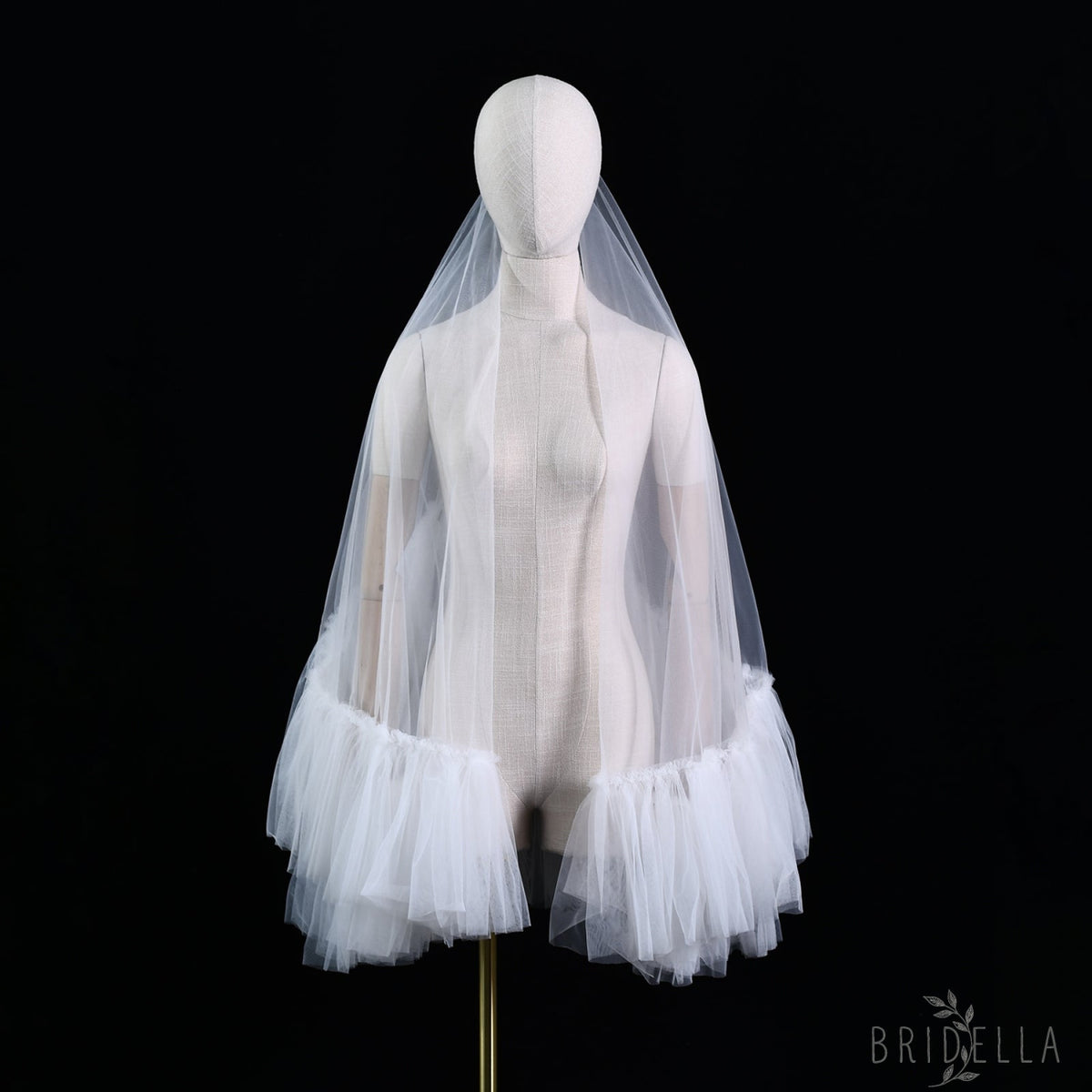 Ivory Fluffy Minimalism Two layer Bridal veil - Bridal Veil