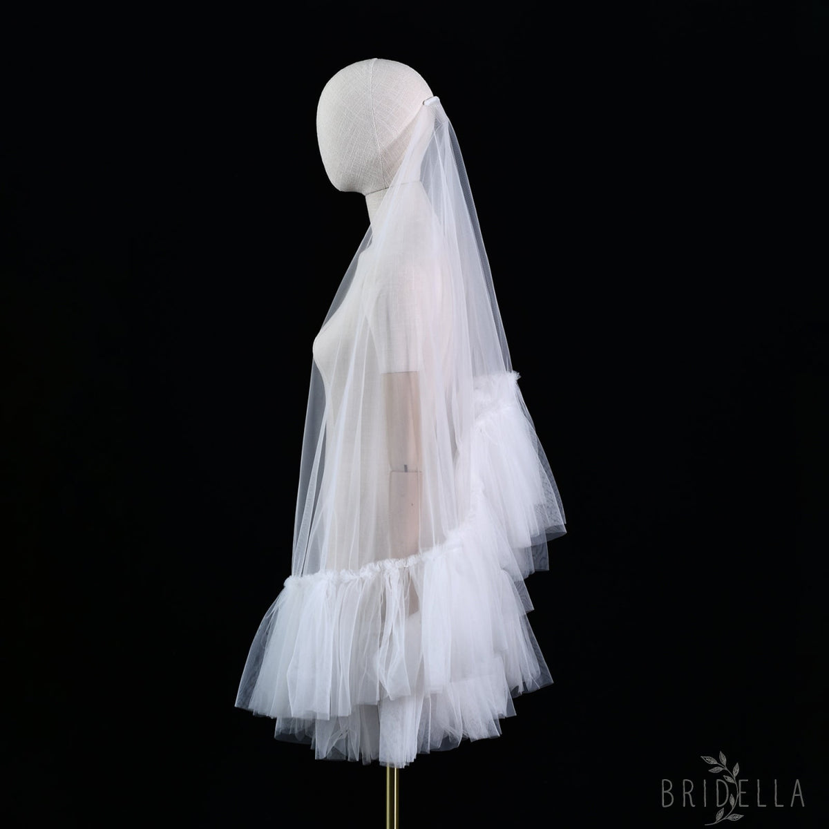 Ivory Fluffy Minimalism Two layer Bridal veil - Bridal Veil