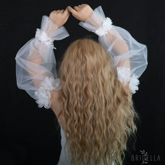 VM36 ivory mesh flower gloves