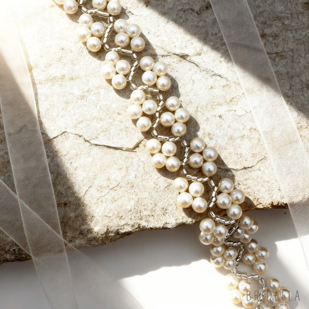 Ivory Pearl Belt - Bridella BS147 - Ivory - Belts