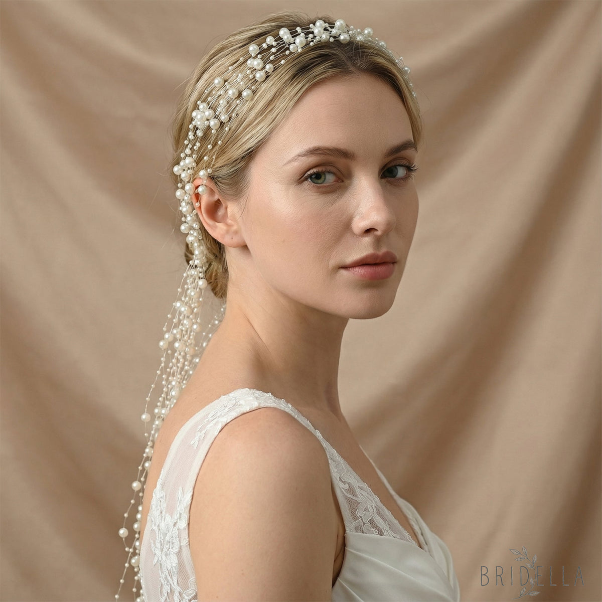 Ivory Pearl Bridal Headband Bridella BHP538-IVORY - IVORY - HEADWEAR