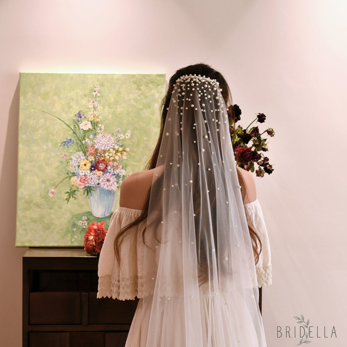 V180-IY1 ivory pearl mesh hair comb