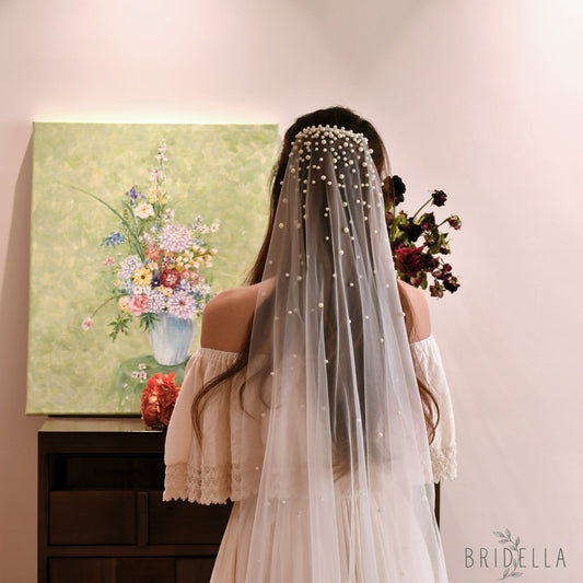 V180-IY1 ivory pearl mesh hair comb
