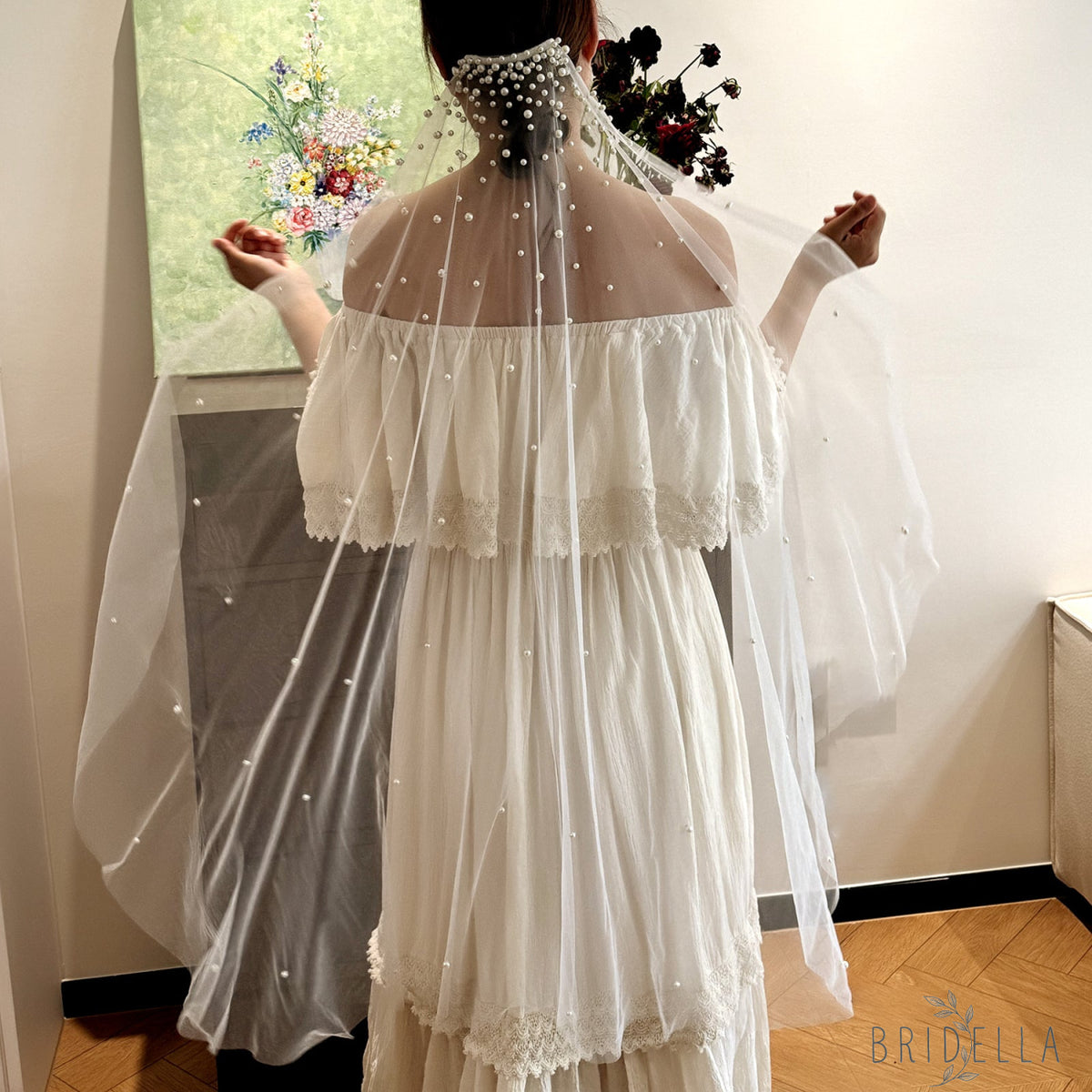V180-IY1 ivory pearl mesh hair comb