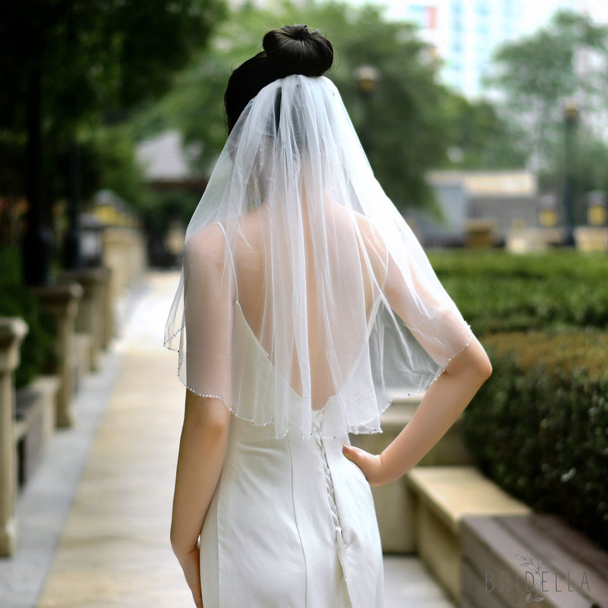V33-IY0.6 ivory pearl mesh hair comb