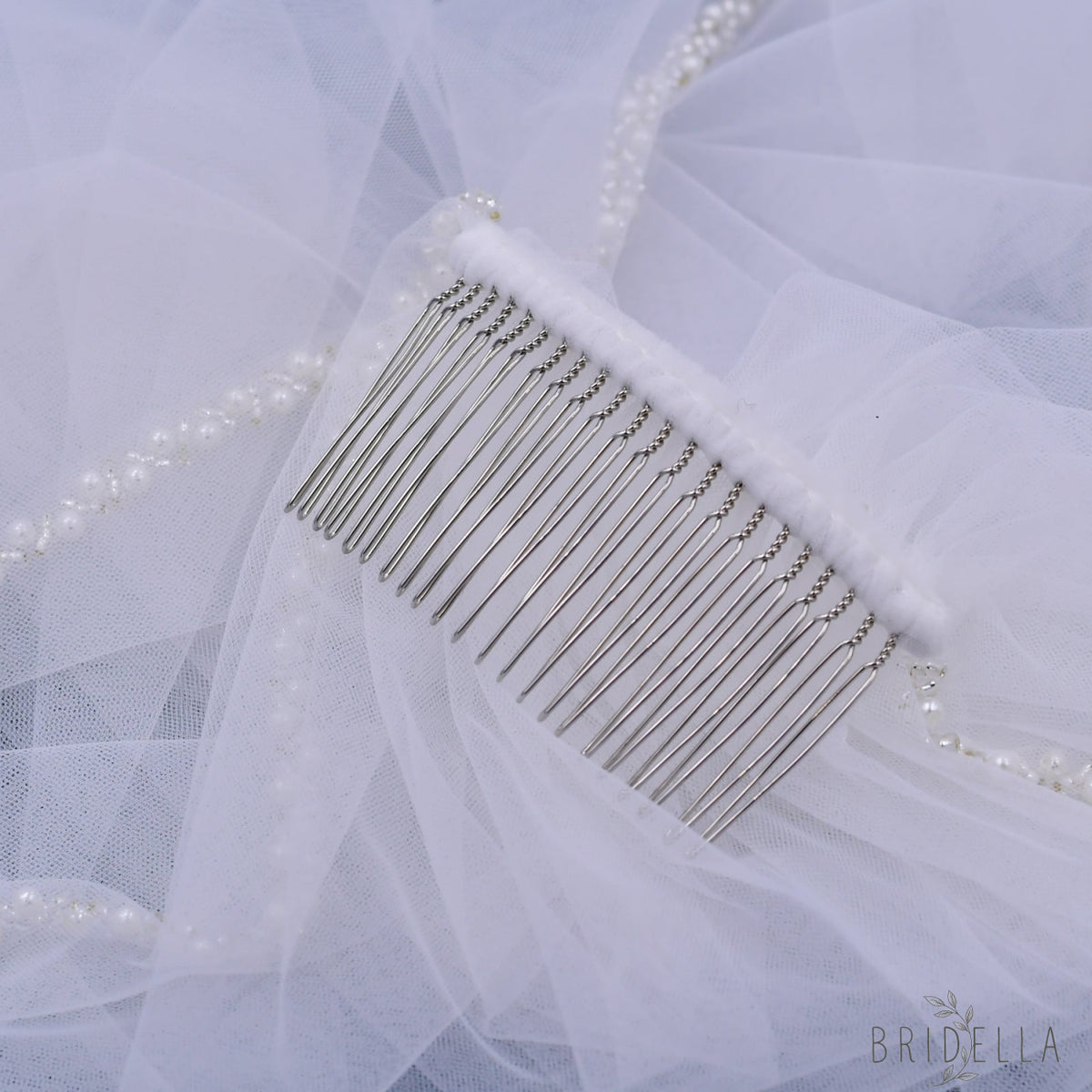 V156-IY1 ivory pearl mesh hair comb