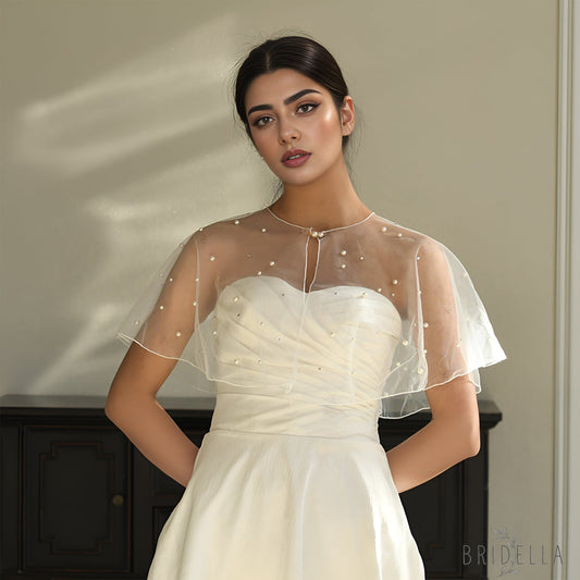 MG02-I ivory pearl mesh shawl