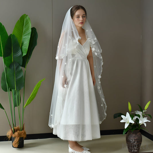 V217-I ivory pearl mesh veil